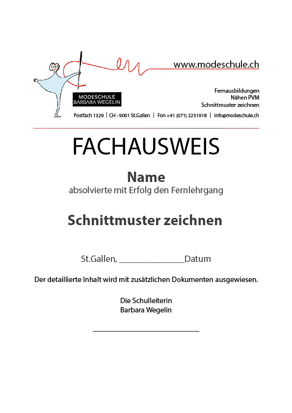 Fachausweis Schnitt